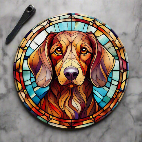 Dachshund Red Glass Suncatcher Worktop Saver